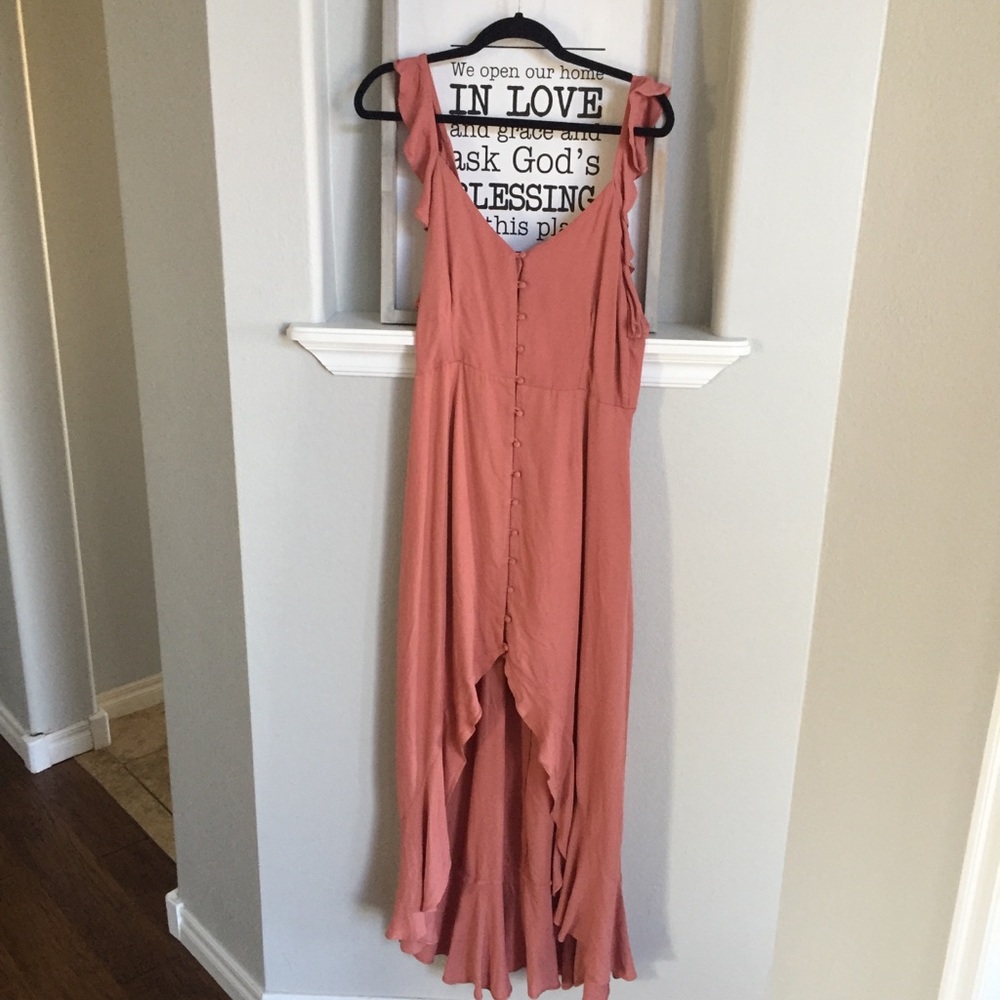NWT Lush Button Front Hi Low Midi Dress Ruffle